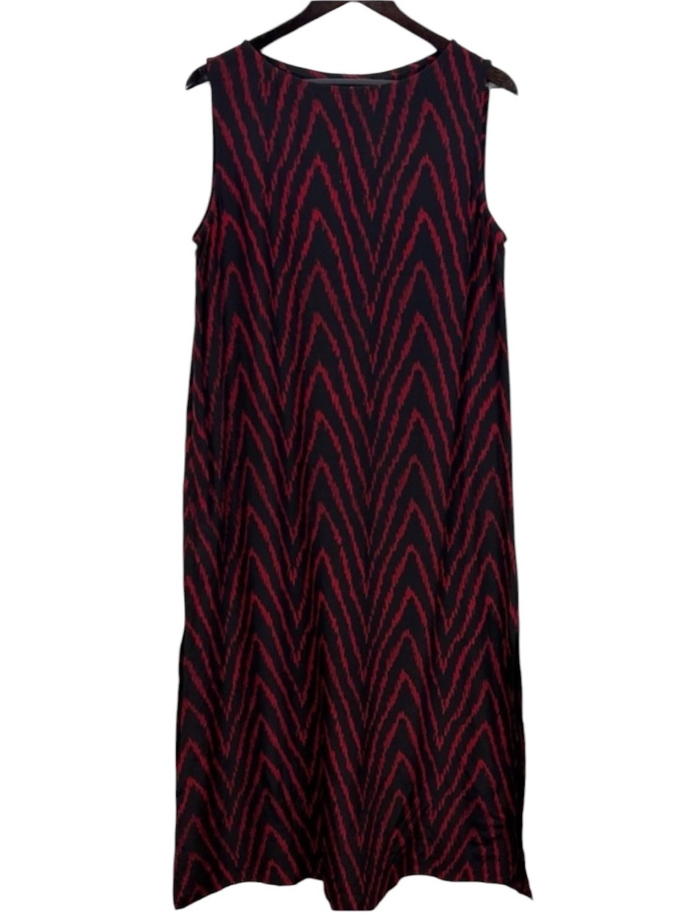 Finity Naturals Sleeveless Chevron Midi Dress Size Large 100% Silk